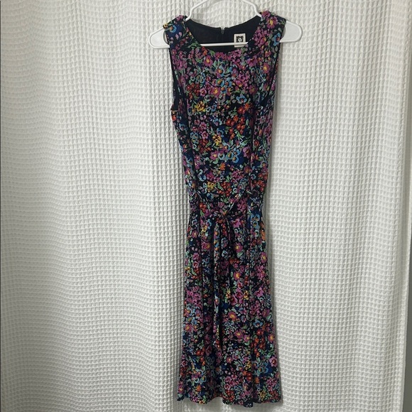 Anne Klein Floral Belted Sleeveless Midi Dress Size 10 - Picture 1 of 9